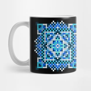 teal pixelated mandala Mug